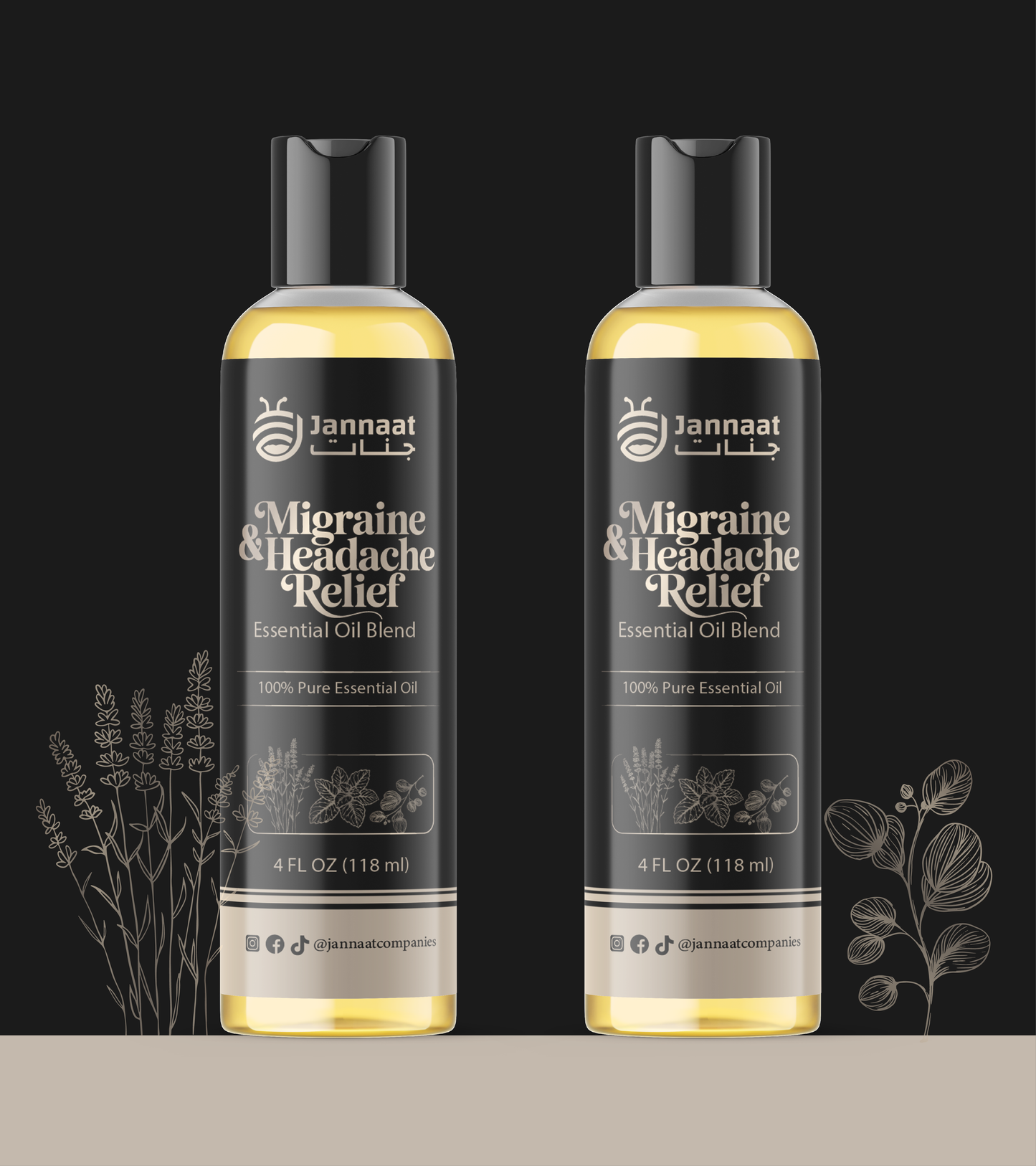 Jannaat Migraine Relief Oil - Soothing Essential Oil Blend for Headache Relief