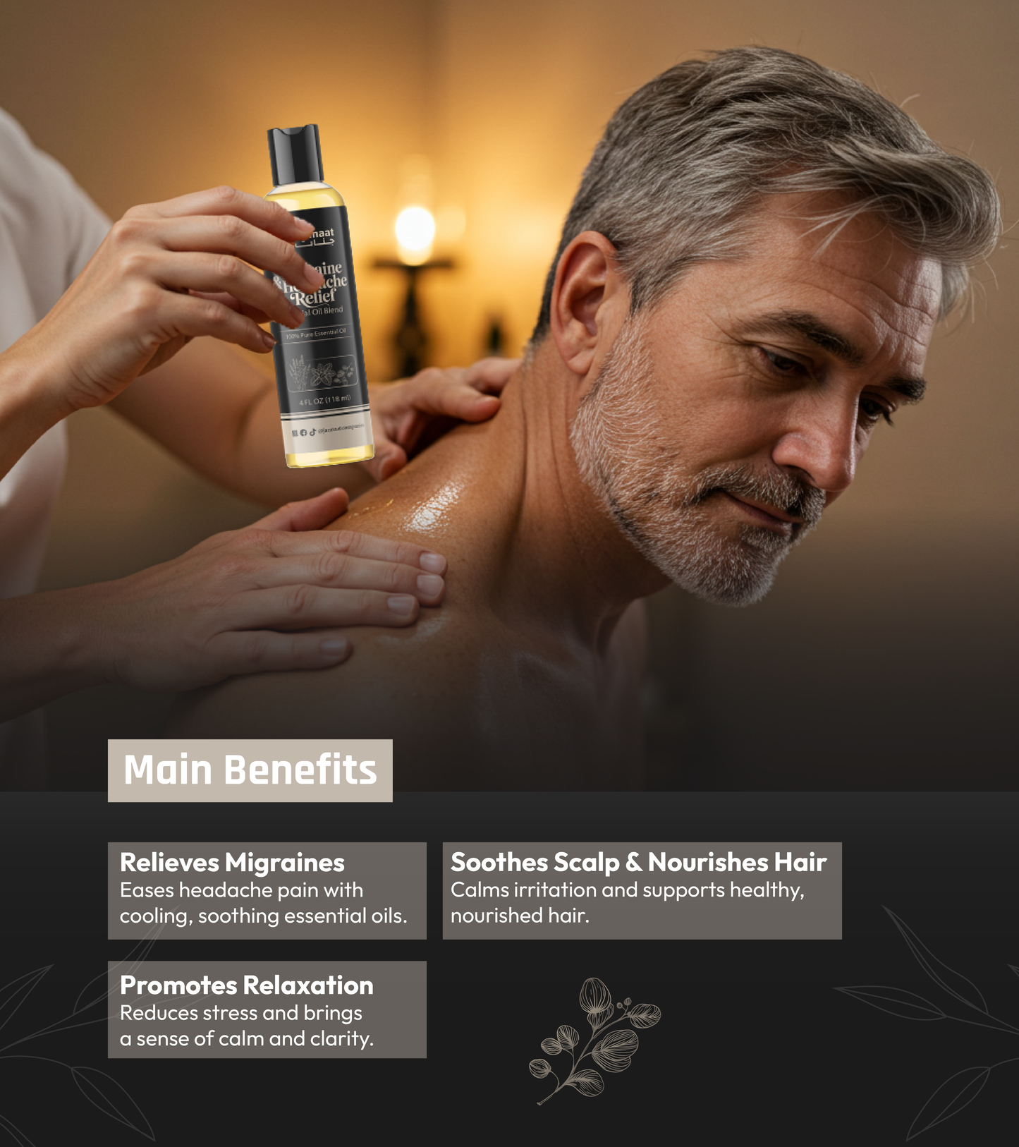 Jannaat Migraine Relief Oil - Soothing Essential Oil Blend for Headache Relief
