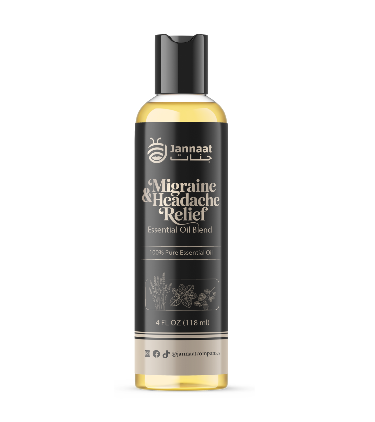 Jannaat Migraine Relief Oil - Soothing Essential Oil Blend for Headache Relief